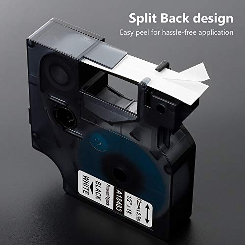 Aonomi 18483 a18483 Replace for Dymo 18483 Rhino Industrial Permanent Polyester Labels 1/2-Inch X 18 Ft Black on White Compatible with DYMO Industrial Rhino 4200 5200 5000 6000 Label Maker, 4-Pack - Image 3