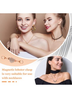 Mtlee 8 Pieces Magnetic Clasps For Jewelry Locking Heart Magnetic Jewelry Clasp Lobster Clasp Self-Aligning Magnetic Rhinestone Clasps Magnetic Necklace Clasp For Jewelry Making Extender(Heart Style)  - Image 5