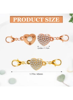 Mtlee 8 Pieces Magnetic Clasps For Jewelry Locking Heart Magnetic Jewelry Clasp Lobster Clasp Self-Aligning Magnetic Rhinestone Clasps Magnetic Necklace Clasp For Jewelry Making Extender(Heart Style)  - Image 2