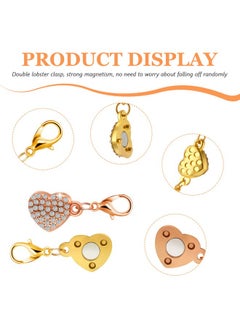 Mtlee 8 Pieces Magnetic Clasps For Jewelry Locking Heart Magnetic Jewelry Clasp Lobster Clasp Self-Aligning Magnetic Rhinestone Clasps Magnetic Necklace Clasp For Jewelry Making Extender(Heart Style)  - Image 4
