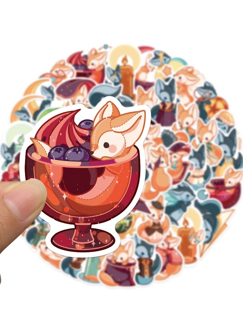 ORAINBOW 50Pcs Fox Lovely Fox Stickers for Boys Kids Teens Girls Cartoon Waterproof Vinyl Stickers for Laptop Tablet Phone Flasks Water Bottle Notebook Bike Luggage Cup Scrapbook Cute Animals Decals Pack - Image 4