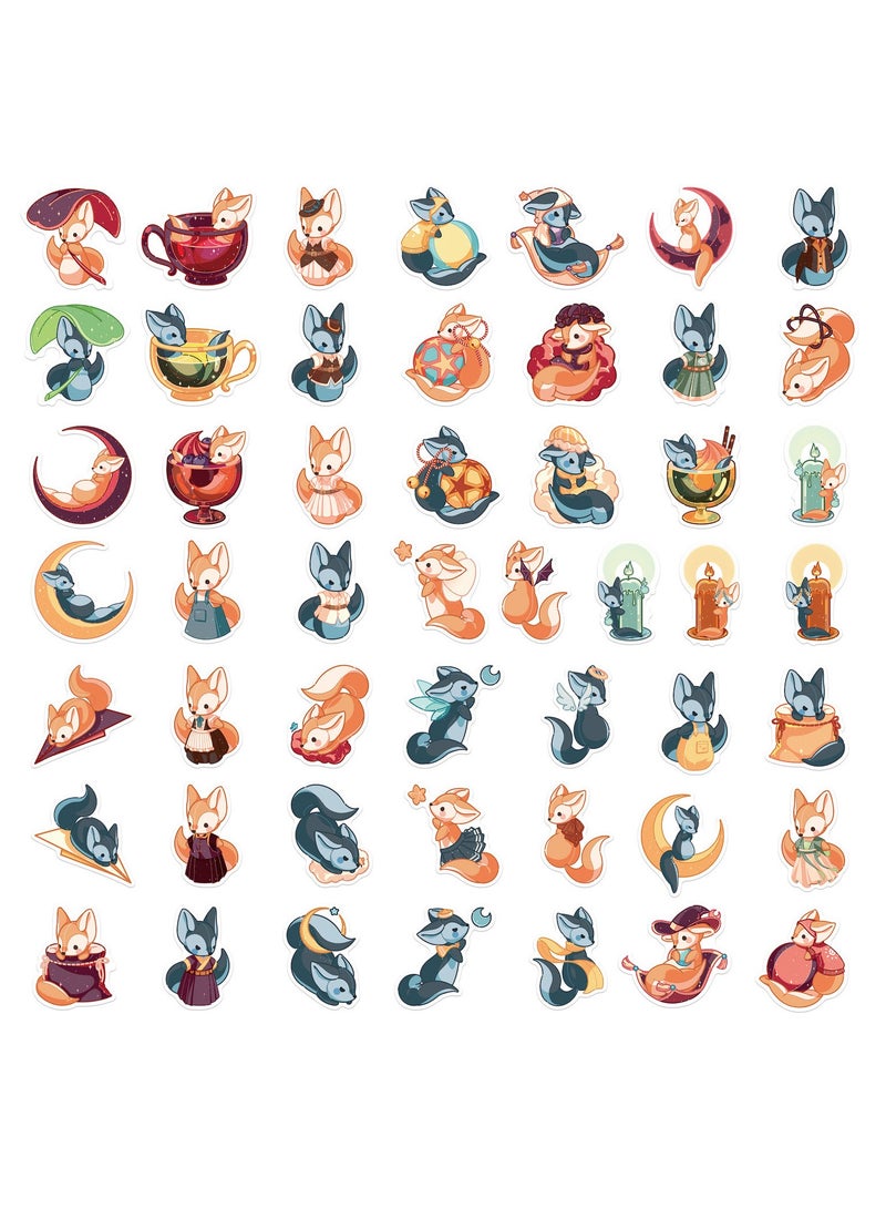 ORAINBOW 50Pcs Fox Lovely Fox Stickers for Boys Kids Teens Girls Cartoon Waterproof Vinyl Stickers for Laptop Tablet Phone Flasks Water Bottle Notebook Bike Luggage Cup Scrapbook Cute Animals Decals Pack - Image 2