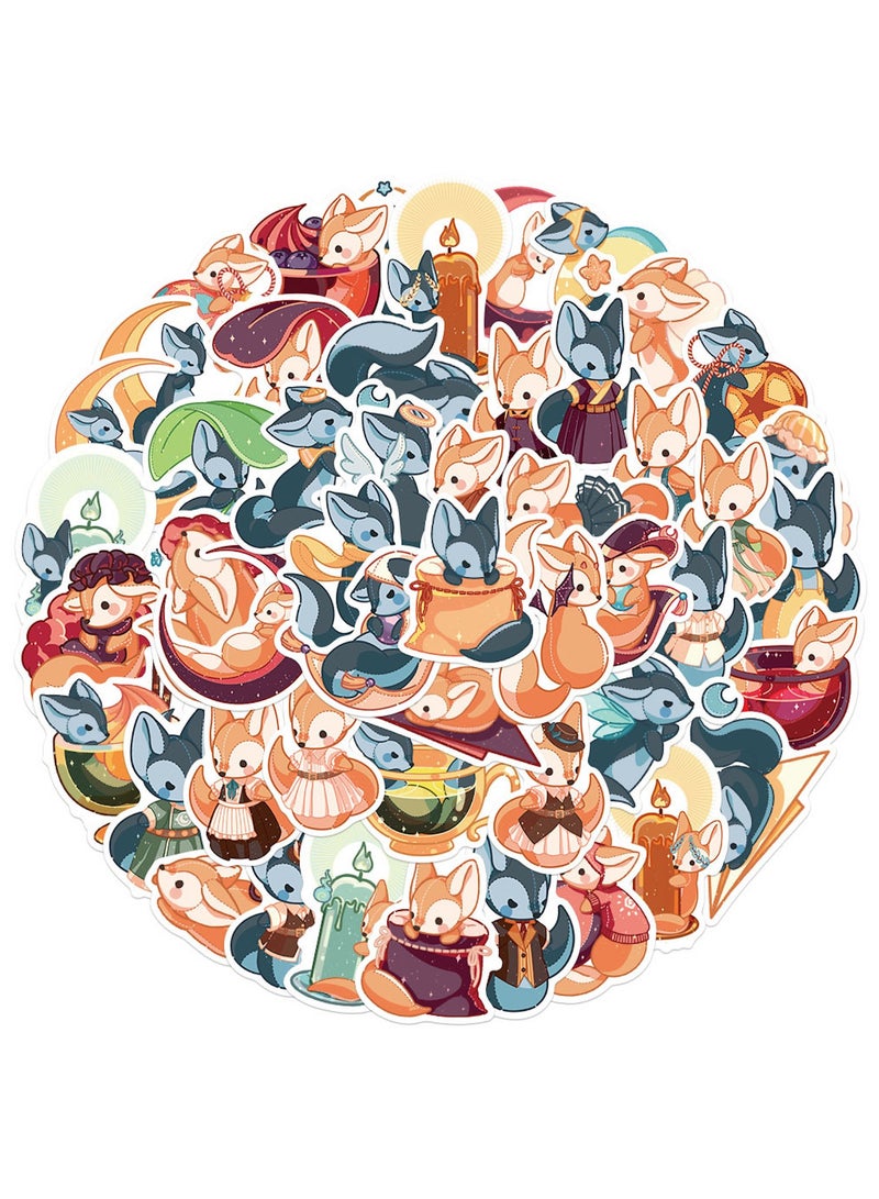 ORAINBOW 50Pcs Fox Lovely Fox Stickers for Boys Kids Teens Girls Cartoon Waterproof Vinyl Stickers for Laptop Tablet Phone Flasks Water Bottle Notebook Bike Luggage Cup Scrapbook Cute Animals Decals Pack - Image 1