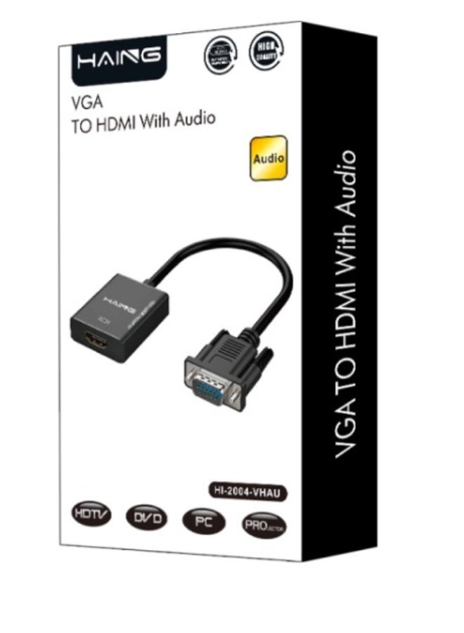 Haing محول VGA إلى HDMI مع كابل صوت 3.5 مم ومنفذ طاقة - Image 1