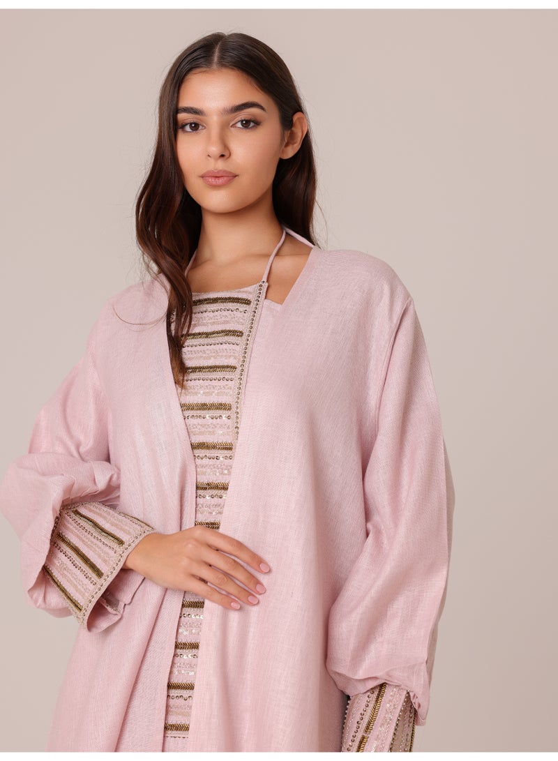 اكسا طقم من قطعتين فاخر مزين بالترتر والخطوط - Image 2