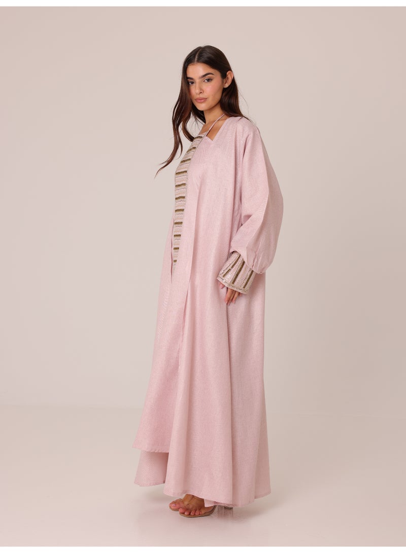 اكسا طقم من قطعتين فاخر مزين بالترتر والخطوط - Image 3