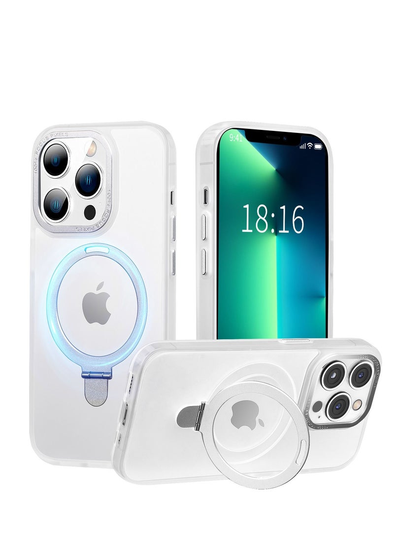 TEAM LUXURY iPhone 13 Pro Case with Magnetic Invisible Stand Cover Shockproof and Anti-Yellow Slim Thin Translucent Matte Protective Magsafe Case for Apple iPhone 13 Pro 6.1 inch - White  - Image 1