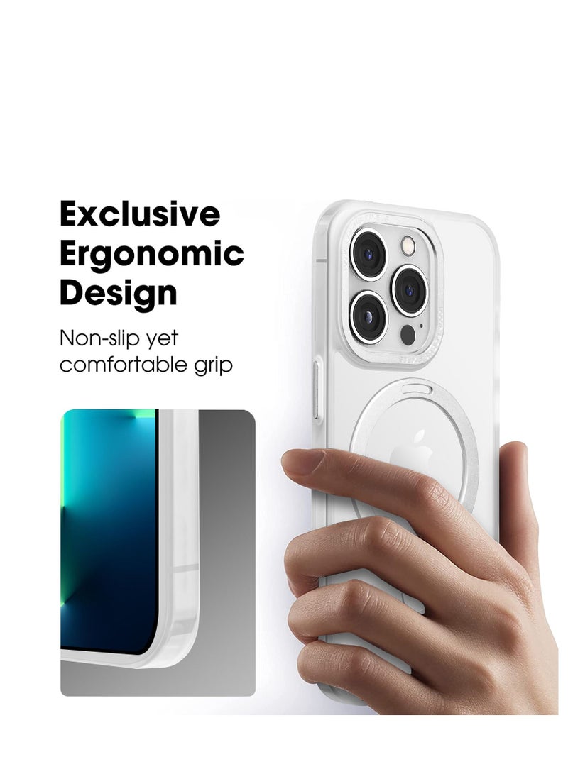 TEAM LUXURY iPhone 13 Pro Case with Magnetic Invisible Stand Cover Shockproof and Anti-Yellow Slim Thin Translucent Matte Protective Magsafe Case for Apple iPhone 13 Pro 6.1 inch - White  - Image 5