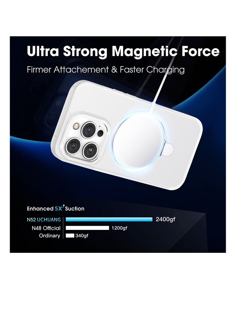 TEAM LUXURY iPhone 13 Pro Case with Magnetic Invisible Stand Cover Shockproof and Anti-Yellow Slim Thin Translucent Matte Protective Magsafe Case for Apple iPhone 13 Pro 6.1 inch - White  - Image 2