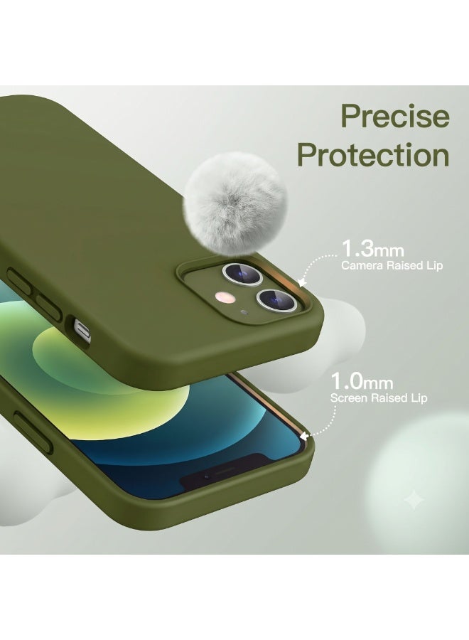 أكاليكس جراب سيليكون سائل فاخر لهاتف iPhone 12 و iPhone 12 Pro، تصميم نحيف، ملمس ناعم مع بطانة من الألياف الدقيقة وحماية معززة للكاميرا - متين ومقاوم لبصمات الأصابع | أخضر عسكري - Image 5