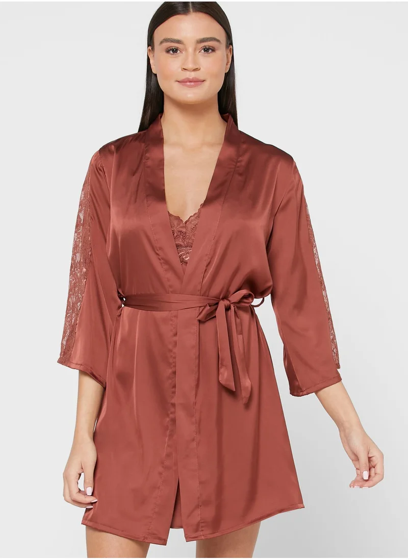 ELLA 2 in 1 Lace Trim Nightdress Robe