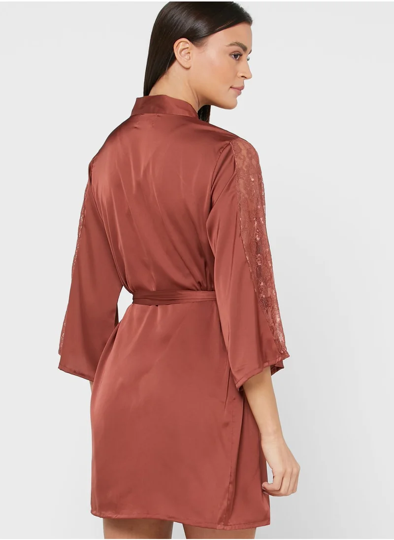ELLA 2 in 1 Lace Trim Nightdress Robe