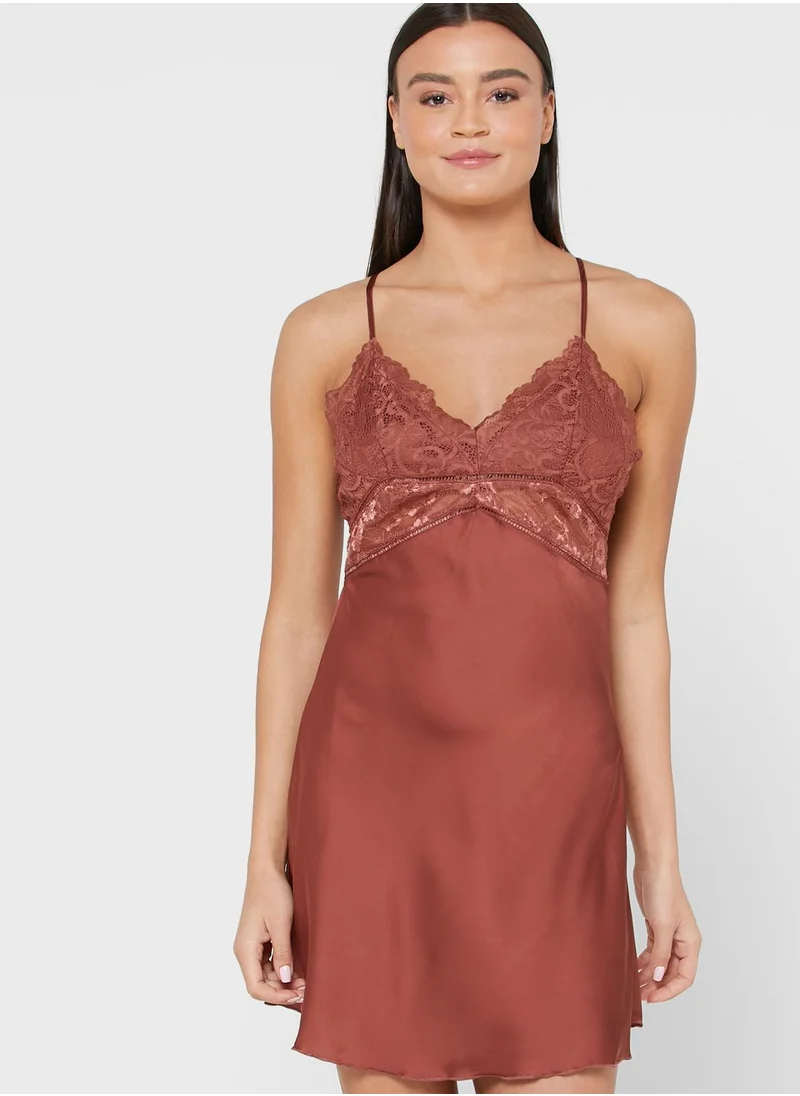 ELLA 2 in 1 Lace Trim Nightdress Robe