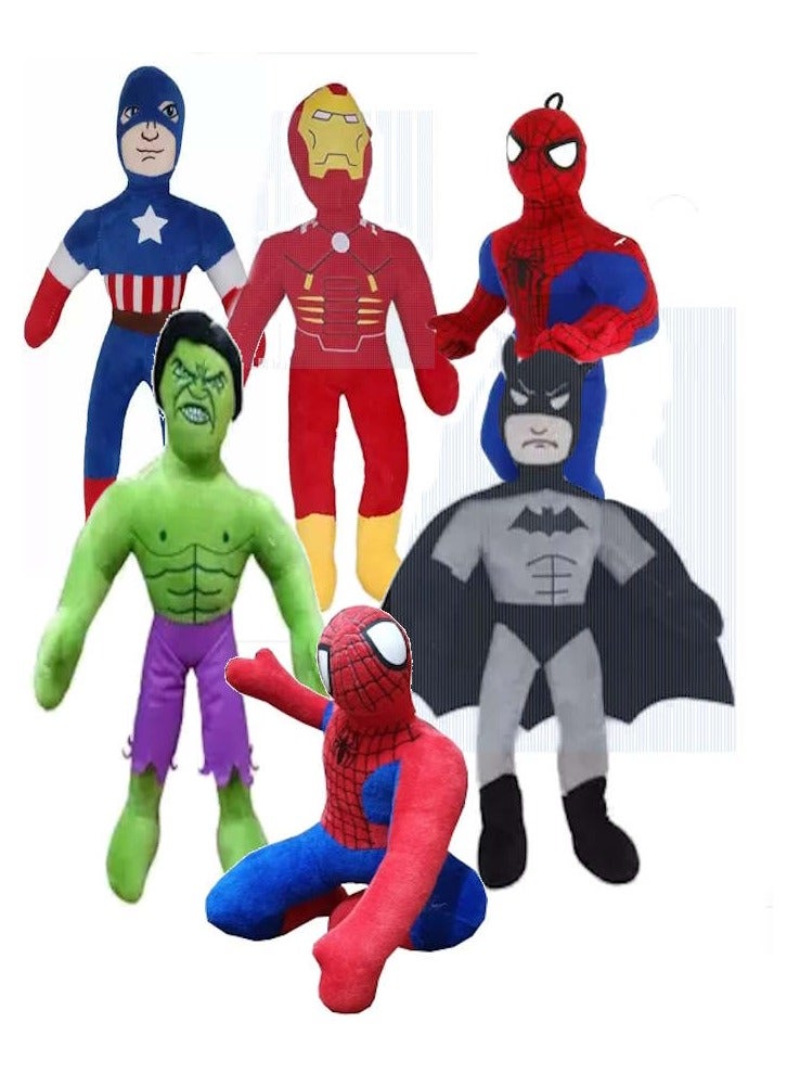 JOLLITY LLC مجموعة ألعاب قماشية ناعمة من الأبطال الخارقين أفنجرز - 38 سم سبايدرمان باتمان آيرون مان هالك كابتن أمريكا