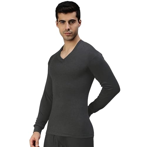 Amul Comfy Men's Parka V-Neck Full Sleeve Top|Super Combed Cotton Rich Regular Fit Body Warmer Thermal Top | Soft, Breathable & Naturally Insulated Winter Thermal Undershirt Top Black - Image 3