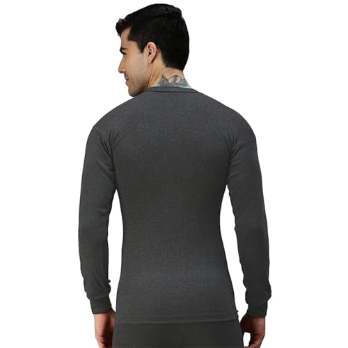 Amul Comfy Men's Parka V-Neck Full Sleeve Top|Super Combed Cotton Rich Regular Fit Body Warmer Thermal Top | Soft, Breathable & Naturally Insulated Winter Thermal Undershirt Top Black - Image 2