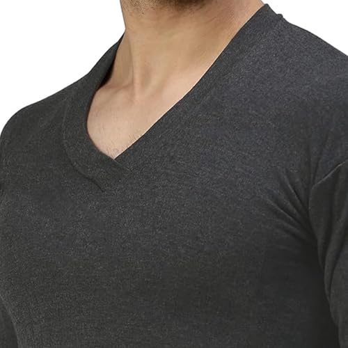 Amul Comfy Men's Parka V-Neck Full Sleeve Top|Super Combed Cotton Rich Regular Fit Body Warmer Thermal Top | Soft, Breathable & Naturally Insulated Winter Thermal Undershirt Top Black - Image 5