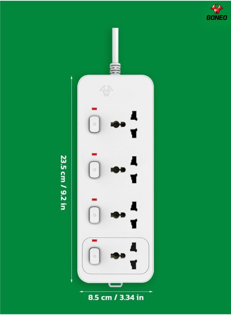 GONEO 4-Way Multi Plug Power Extension Cord 5M with 4 Universal Sockets, Individual Switches, Hanging Holes, Power Strip Extension Lead for Home & Office - Image 2