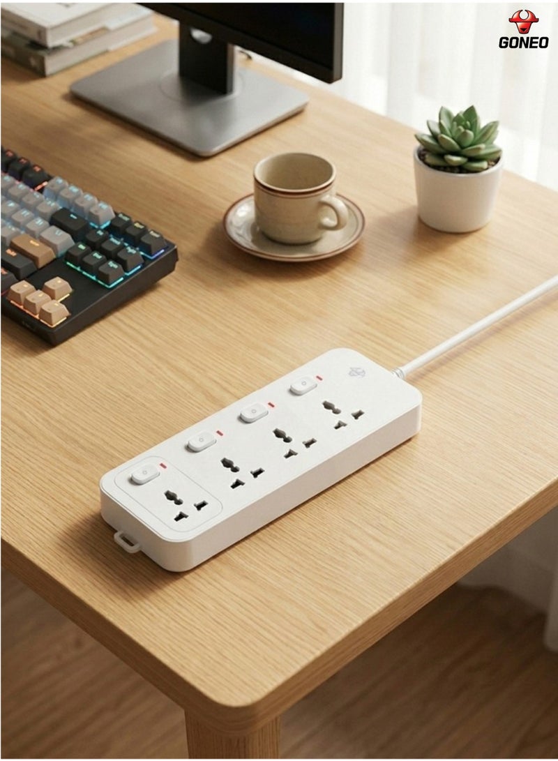GONEO 4-Way Multi Plug Power Extension Cord 5M with 4 Universal Sockets, Individual Switches, Hanging Holes, Power Strip Extension Lead for Home & Office - Image 4