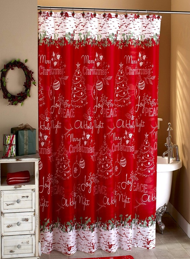The Lakeside Collection Christmas Shower Curtain - Chalkboard Writing of Wishes for the Holidays - Image 1