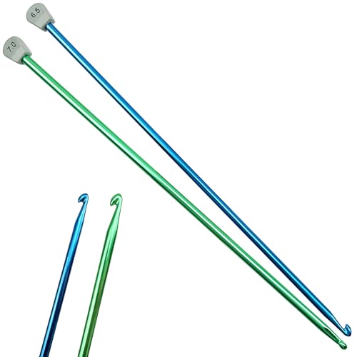 Hobekoee 2Pcs Tunisian Crochet Hook 6.5mm 7mm,Extra Long Crochet Hook 13.8in Afghan Crochet Needles Aluminum Tunisian Crochet for Crocheting＆Knitting Lovers - Image 1