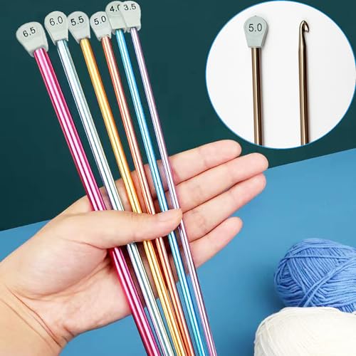 Hobekoee 2Pcs Tunisian Crochet Hook 6.5mm 7mm,Extra Long Crochet Hook 13.8in Afghan Crochet Needles Aluminum Tunisian Crochet for Crocheting＆Knitting Lovers - Image 5