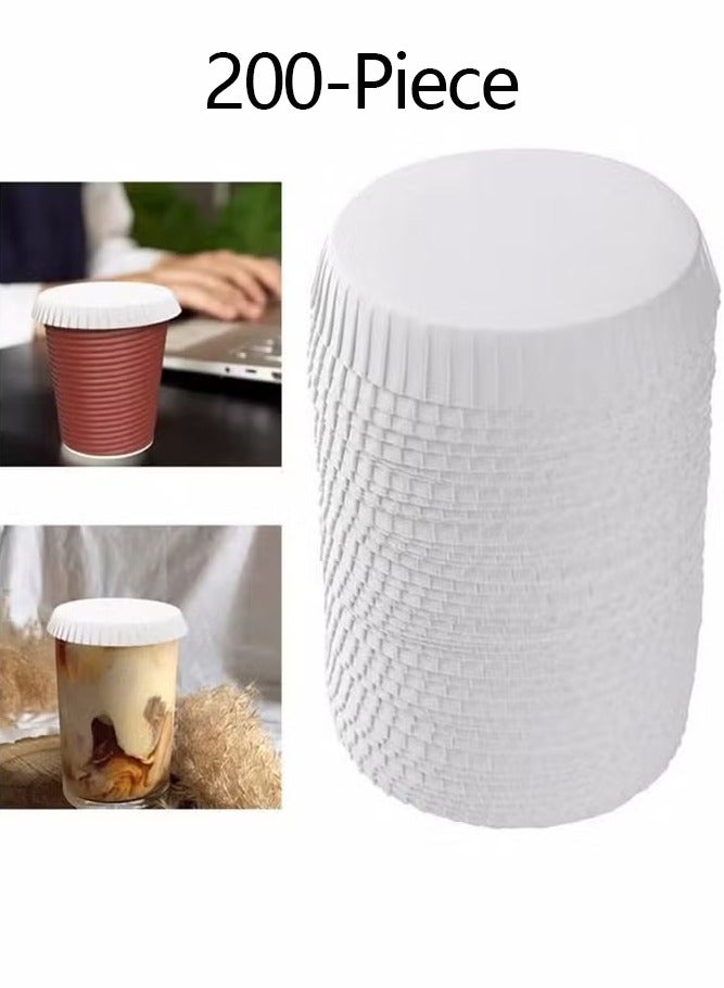 200 Pcs Disposable Paper Cup Covers,Coffee Mug Lid Tea Cup Paper Hot Cup Lids Coffee Cup Covers for Espresso Cold Hot Drinks Tea Coffee Hot Tea Cups White Disposable Coffee Cups Coffee Cup Lids (9cm,200-Piece) - Image 1