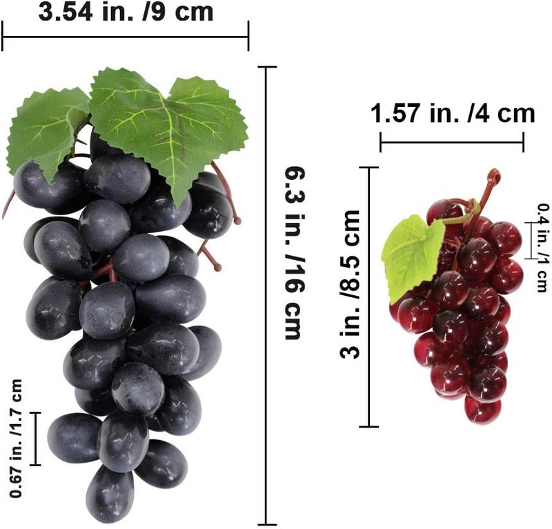 windiy Supla 10 Pack Assorted Artificial Grapes Frosted Grape Clusters Decorative Grapes Bunches Rubber Grape Bundles in Black Purple Red Green for Vintage Wedding Favor Fruit Wine Décor Faux Fruit Props - Image 2