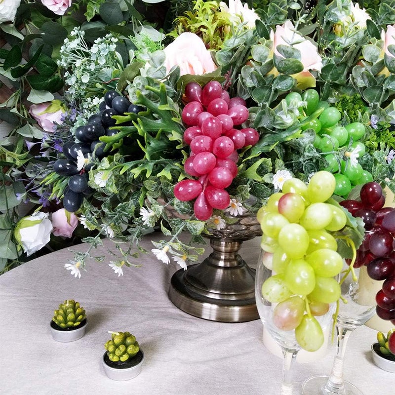 windiy Supla 10 Pack Assorted Artificial Grapes Frosted Grape Clusters Decorative Grapes Bunches Rubber Grape Bundles in Black Purple Red Green for Vintage Wedding Favor Fruit Wine Décor Faux Fruit Props - Image 4
