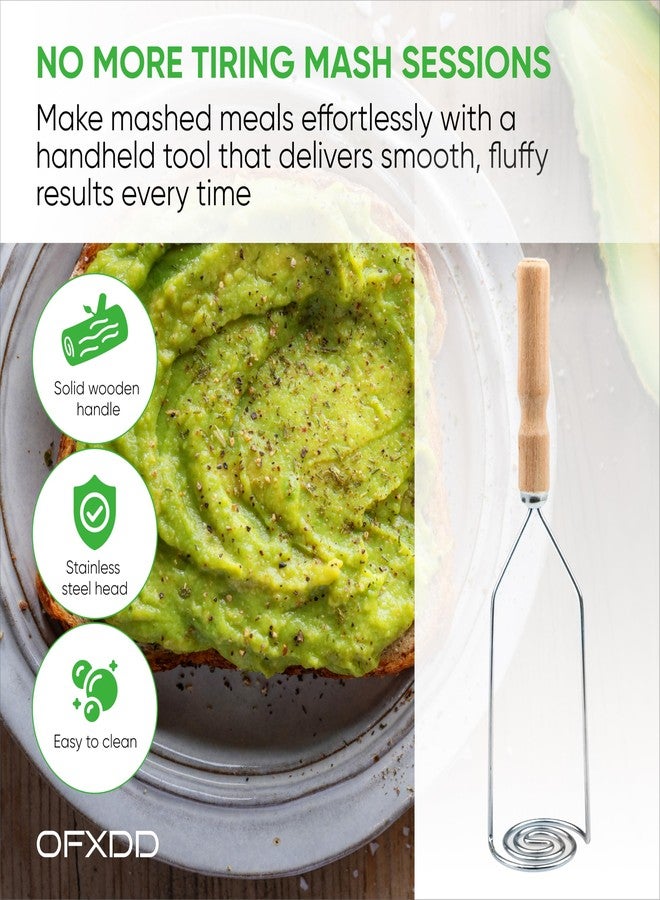 OFXDD Wooden handle potatoes masher, Potato masher stainless steel, Spiral form potato masher, potato masher spiral form - Image 2