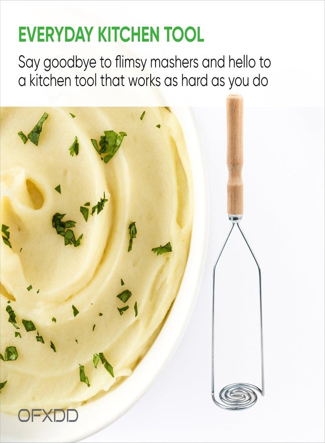 OFXDD Wooden handle potatoes masher, Potato masher stainless steel, Spiral form potato masher, potato masher spiral form - Image 4