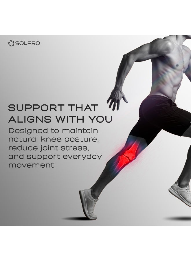 SOLPRO Knexa Knee Guard for Men & Women | Joint Stabiliser for All Sports, Gym & Rehab Workouts | Joint Pain Relief for Active Lifestyle Injury Recovery & Arthritis (Black) - Image 5