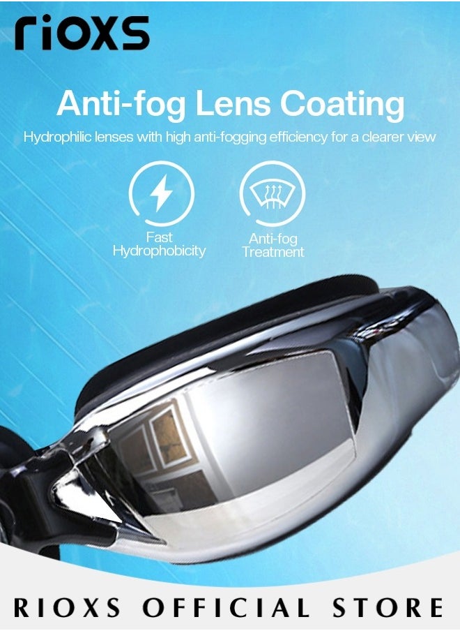 RIOXS Adult Swimming Goggles with Ear Plugs Swim Cap and Nose Clips Polarized Open Water Goggles Swimming Anti Fog UV Protection No Leakage Clear Vision Easy to Adjust for Men Women Teenagers  - Image 3