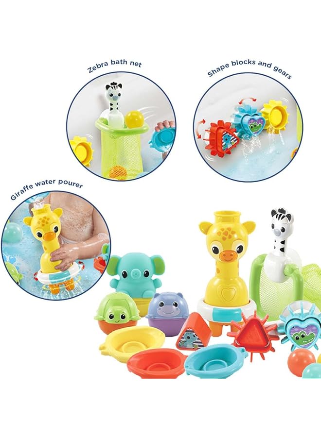 vtech 6 In 1 Bath Set Bathtub Toy With 10+ Accessories Including Stacking & Linking Boats Shape Sorter English Version  - Image 3