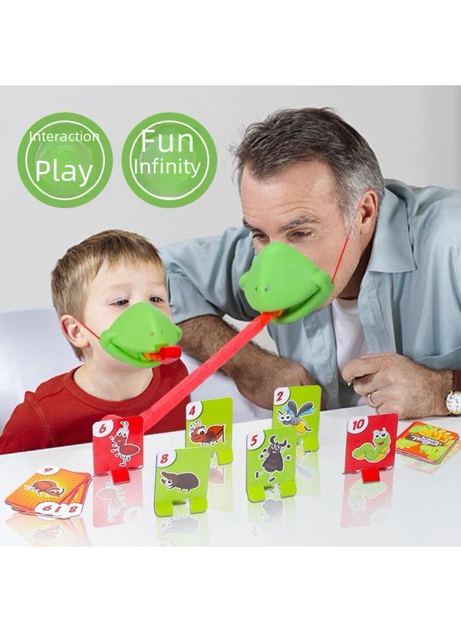 Frog Mouth Tongue Pulling Toy Color Changing Dragon Face Mask Parent-child Educational Game Prop Tabletop Game Children's Toy-Color:2 People Against The Frog ]