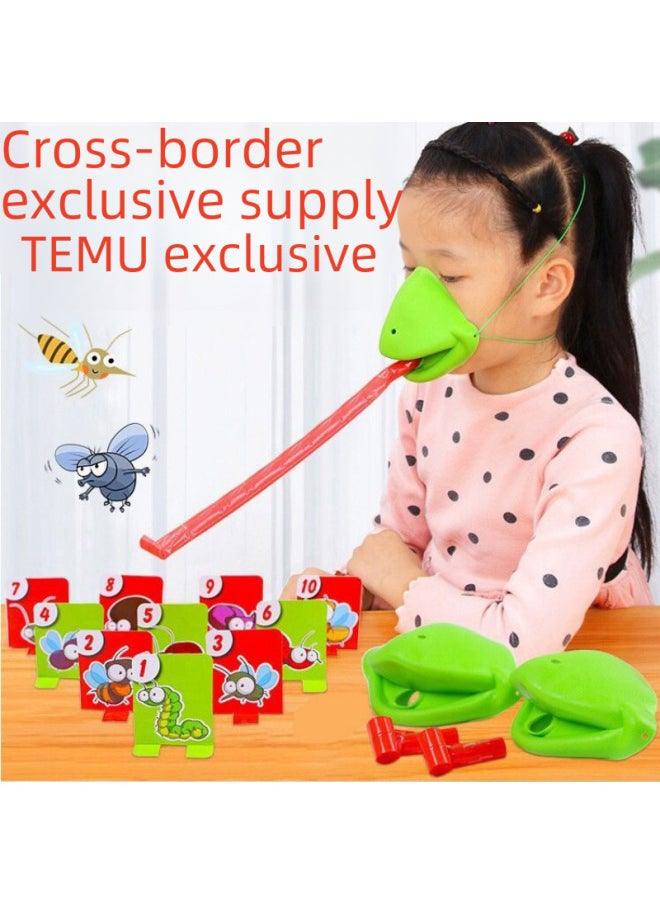 Frog Mouth Tongue Pulling Toy Color Changing Dragon Face Mask Parent-child Educational Game Prop Tabletop Game Children's Toy-Color:2 People Against The Frog ]