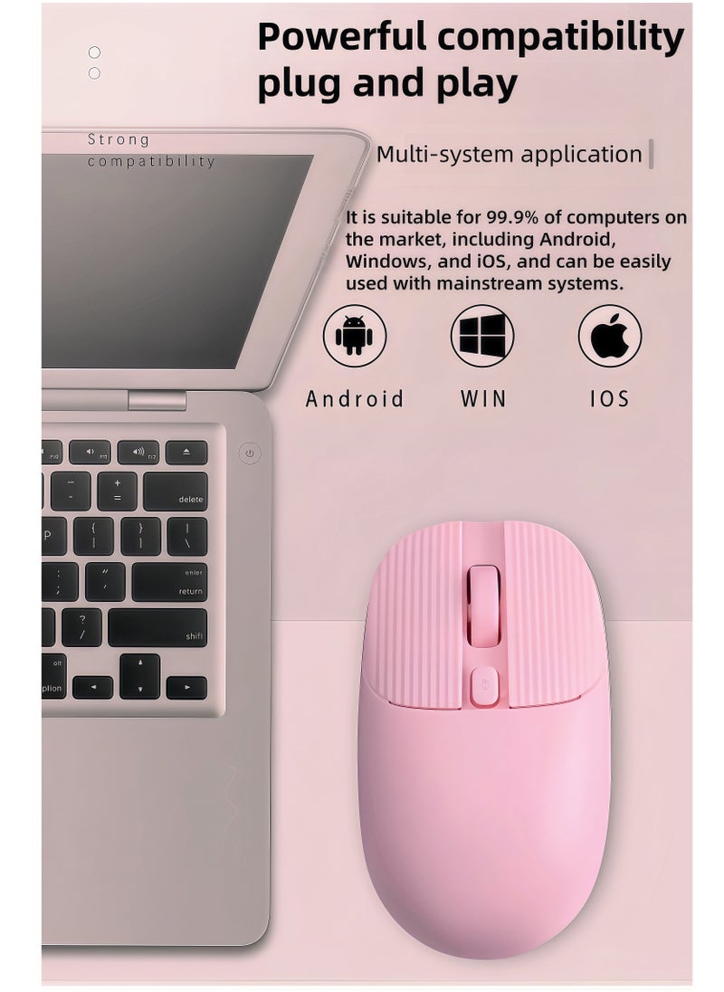 KUYING - W81 Elegant wireless mouse, ergonomic mouse, 2.4GHz wireless technology, suitable for computers, laptops, desktops,DPL fast switching, silent clicks, comfortable ergonomic modeling mouse,10 meters wireless transfer speed, super fast scrolling -- pink - Image 1