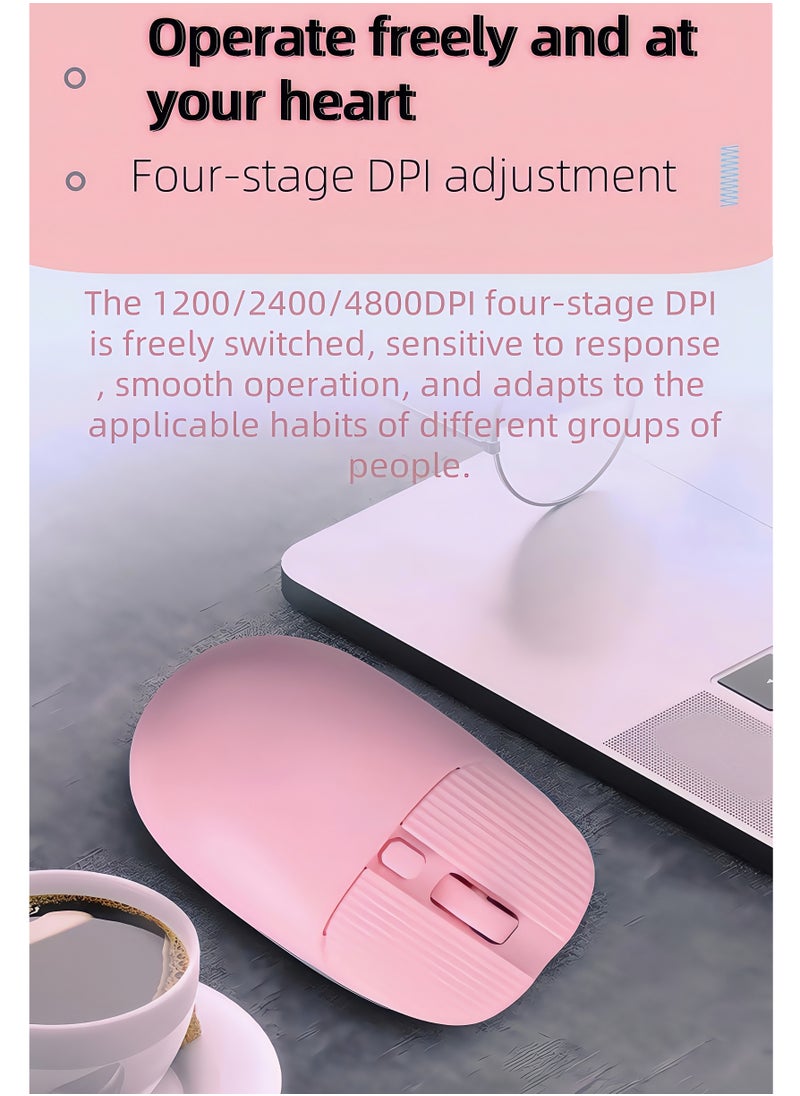 KUYING - W81 Elegant wireless mouse, ergonomic mouse, 2.4GHz wireless technology, suitable for computers, laptops, desktops,DPL fast switching, silent clicks, comfortable ergonomic modeling mouse,10 meters wireless transfer speed, super fast scrolling -- pink - Image 1