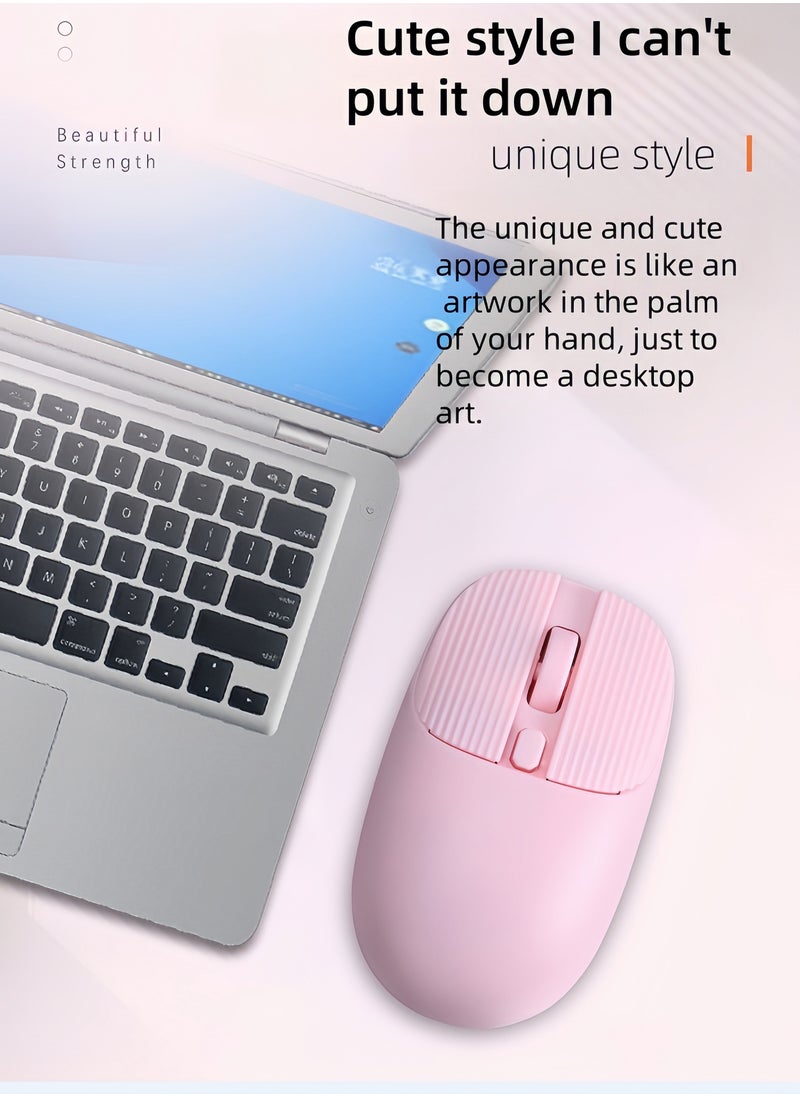 KUYING - W81 Elegant wireless mouse, ergonomic mouse, 2.4GHz wireless technology, suitable for computers, laptops, desktops,DPL fast switching, silent clicks, comfortable ergonomic modeling mouse,10 meters wireless transfer speed, super fast scrolling -- pink - Image 1