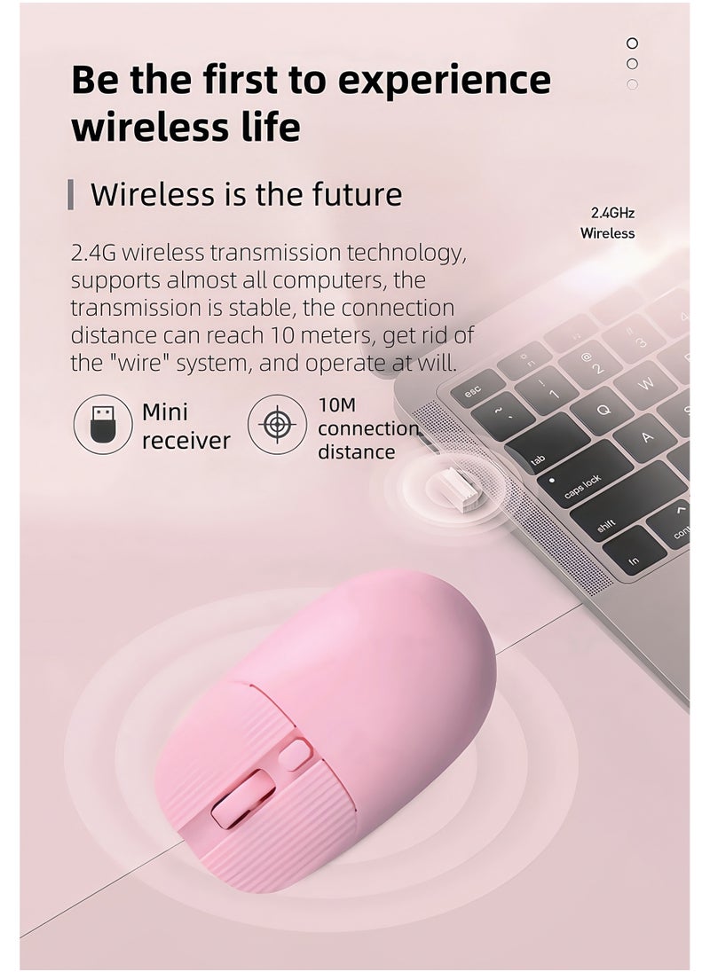 KUYING - W81 Elegant wireless mouse, ergonomic mouse, 2.4GHz wireless technology, suitable for computers, laptops, desktops,DPL fast switching, silent clicks, comfortable ergonomic modeling mouse,10 meters wireless transfer speed, super fast scrolling -- pink - Image 1