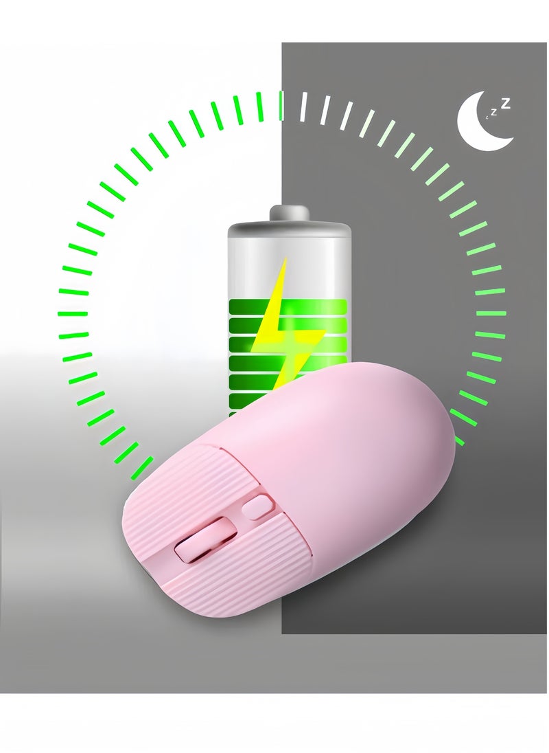 KUYING - W81 Elegant wireless mouse, ergonomic mouse, 2.4GHz wireless technology, suitable for computers, laptops, desktops,DPL fast switching, silent clicks, comfortable ergonomic modeling mouse,10 meters wireless transfer speed, super fast scrolling -- pink - Image 1