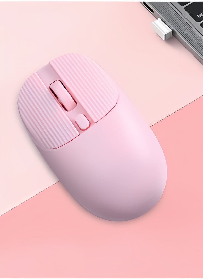 KUYING - W81 Elegant wireless mouse, ergonomic mouse, 2.4GHz wireless technology, suitable for computers, laptops, desktops,DPL fast switching, silent clicks, comfortable ergonomic modeling mouse,10 meters wireless transfer speed, super fast scrolling -- pink - Image 1