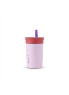 Kids Insulation Stainless Steel Tumbler with Spill Resistant Flexible Straw, Easy to Clean, Kids Water Bottle, Great for Travel, Dishwasher Safe, 12 Oz, Pink and Purple (Lilac Rocket)