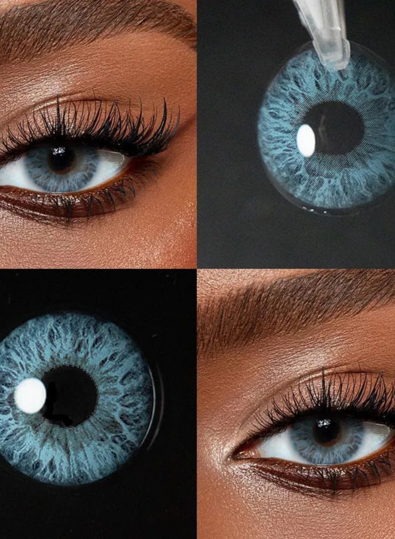 Unibling Crushing Blue Yearly Colored Unisex Cosmetic Contact Lenses, Enlargement Collection - Image 3