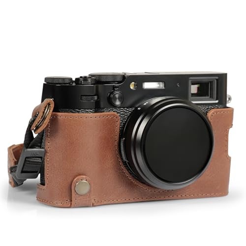 MegaGear Ever Ready Genuine Leather Half Camera Case Compatible with Fujifilm X100VI Brown - Image 1
