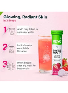 OZiva Bioactive Glutathione Tablets Radiant Skin  L Glutathione Vitamin C Lycopene Skin Glow Anti Pigmentation Strawberry Swirl 30 Effervescent Tablets Pack of 2  - Image 5