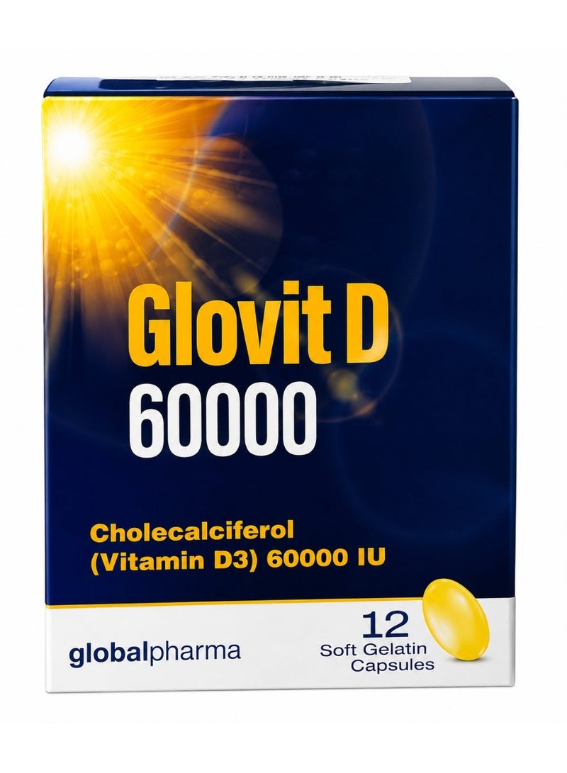 GLOBALPHARMA GLOVIT D 60000 -12 CAPSULES CHOLICALCIFEROL(VITAMIN D3) 60000 IU