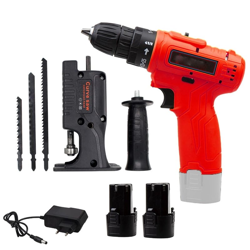 MLD MLD Mini Screwdriver Lithium Battery Cordless Screwdriver Power Tools Electric Drill With Jig saw wood cutter Reciprocating Saw Adapter (Type : cordless drill, 12V) AD-0236  - Image 1