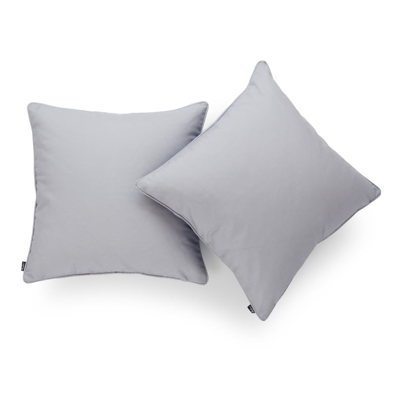 Hofdeco Decorative Throw Pillow Cover Indoor Outdoor Water Resistant Canvas Modern Grey Solid 18x18 Set of 2