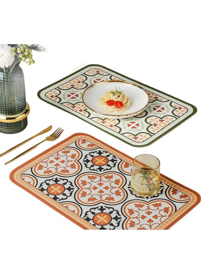 Avivi Aiwei Placemat, Table Mat, Leather Placemat, Waterproof And Heat-Resistant Mat, Coffee Table Cloth, Table Mat, Coaster, 40*30, Vintage Brown + Green - Image 3